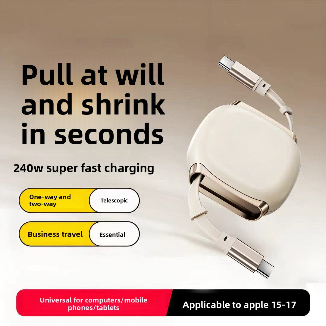 240W Retractable Type-C Data Cable for Fast Charging