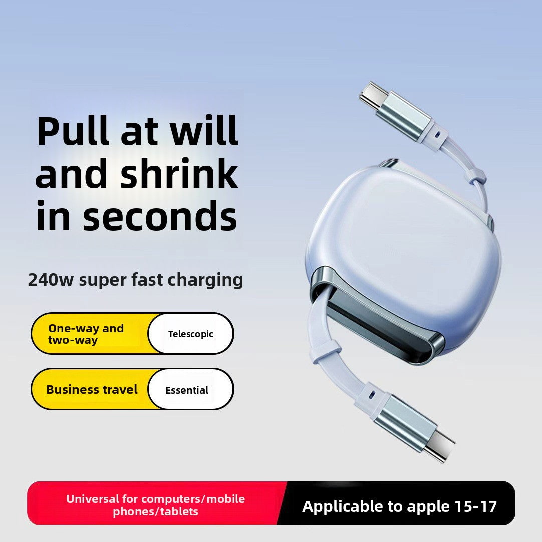240W Retractable Type-C Data Cable for Fast Charging