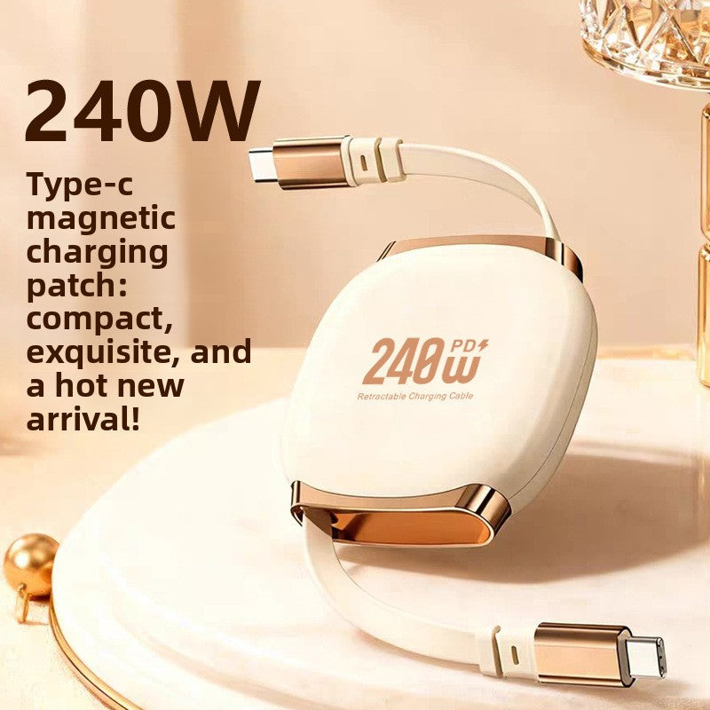 240W Retractable Type-C Data Cable for Fast Charging